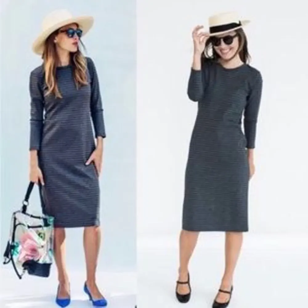 Sonnet James Play Stripe Midi Dress Navy White - Picture 1 of 7